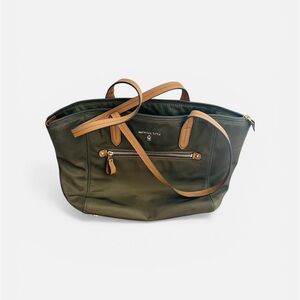 Michael Kors Olive and Tan Carryall Tote